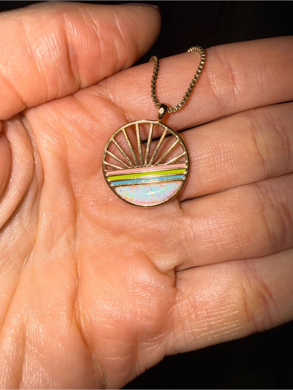 Elizabeth Stone Rainbow Sunrise Necklace w/ Opal
